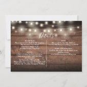 String Lights Rustic Wood Photo All-in-One Weddens Kaart (Achterkant)