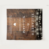 String Lights Rustic Wood Photo Booth Achtergrond Wandkleed (Voorkant (horizontaal))