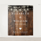 String Lights Rustic Wood Photo Booth Achtergrond Wandkleed (Voorkant)