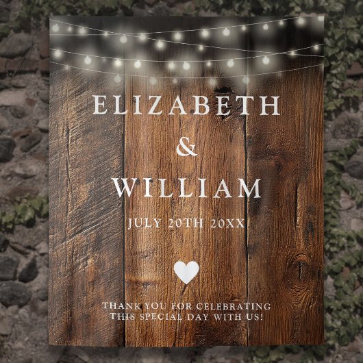 String Lights Rustic Wood Photo Booth Achtergrond Wandkleed