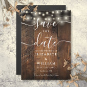 String Lights Rustic Wood Wedding Save The Date Magnetische Uitnodiging