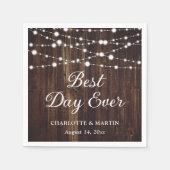 String Lights Rustic Wood Wedding Servet (Voorkant)