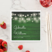 String Lights Rustiek Groen Hout Elegant Script Servet (Insitu)