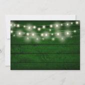 String Lights Rustiek Groen Hout Foto Bruiloft Kaart (Achterkant)