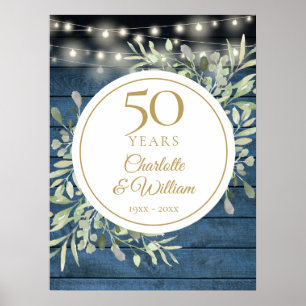 String Lights rustiek hout 50e Jubileum teken Poster