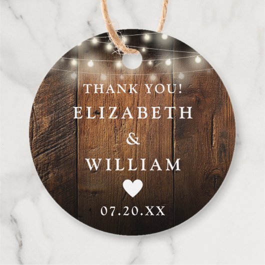 String Lights Rustiek Hout Boho Schuur Huwelijk Bedankjes Labels (Achterkant)