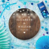 String Lights Rustiek Hout Boho Schuur Huwelijk Papieren Bordje (Feest)