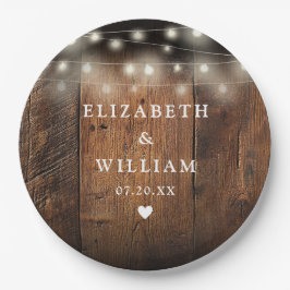 String Lights Rustiek Hout Boho Schuur Huwelijk Papieren Bordje