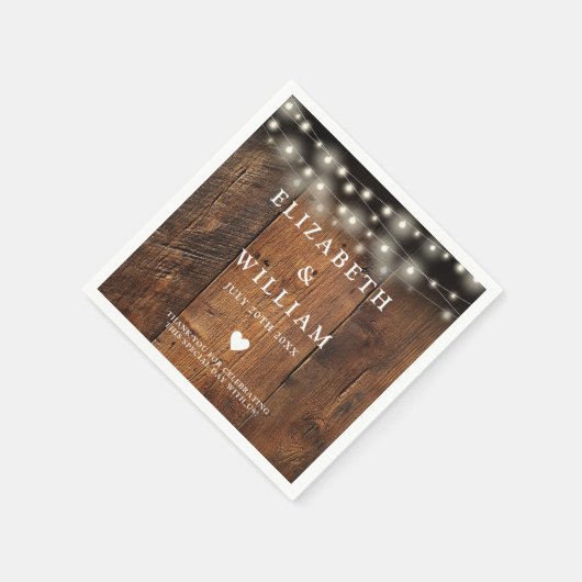 String Lights Rustiek Hout Boho Schuur Huwelijk Servet (Hoek)