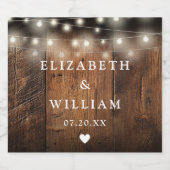 String Lights Rustiek Hout Boho Schuur Huwelijk Sparkling Wijnetiket (Enkel label)