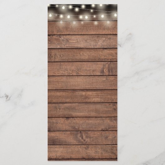 String Lights Rustiek Hout Bruiloft Menu (Achterkant)