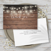 String Lights Rustiek Hout Elegant Script Bedankkaart