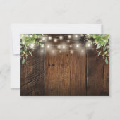 String Lights Rustiek Hout Groen Boho Huwelijk RSVP Kaartje (Achterkant)