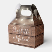 String Lights Rustiek Hout Handtekening Script Bru Bedankdoosjes (Voorkant Zijde)