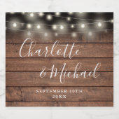 String Lights Rustiek Hout Handtekening Script Bru Bier Etiket (Enkel label)