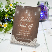String Lights Rustiek Hout Script Bubble Send-Off Reclamebord Met Voetstuk