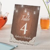 String Lights Rustiek Hout Script Tafelnummer Reclamebord Met Voetstuk (Insitu)