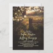 String Lights rustiek land bruiloft uitnodiging (Voorkant)
