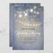 String Lights Rustiek Stoffig Blauw Vrijgezellenfe Kaart (Voorkant / Achterkant)