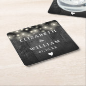 String Lights Rustiek Zwart Hout Boho Schuur Huwel Kartonnen Onderzetters (Schuin)