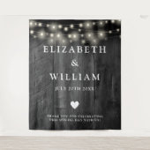 String Lights Rustiek Zwart Hout Foto Achtergrond Wandkleed (Voorkant)