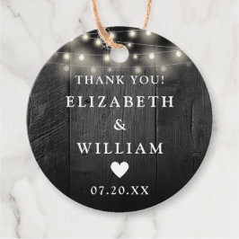 String Lights Rustiek Zwart Hout Schuur Huwelijk Bedankjes Labels