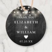 String Lights Rustiek Zwart Hout Schuur Huwelijk Bedankjes Labels (Achterkant)