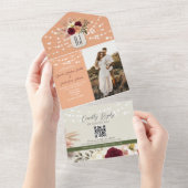 String Lights Rustieke Bloemen Bruiloft QR Code All In One Uitnodiging (Afscheurbaar)