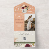 String Lights Rustieke Bloemen Bruiloft QR Code All In One Uitnodiging (Binnen)