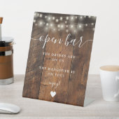 String Lights Rustieke Boho Schuur Hout Open Bar Reclamebord Met Voetstuk (Insitu)