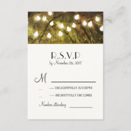 String Lights Rustieke Bomen Bruiloft RSVP Kaarten Kaartje