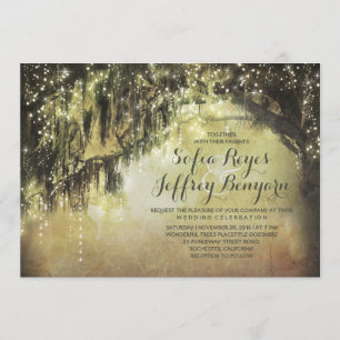 String Lights rustieke boom vintage bruiloft uitno Kaart