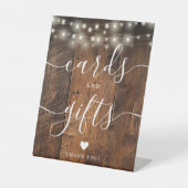 String Lights rustieke houten script Kaarten en ge Reclamebord Met Voetstuk (Voorkant)