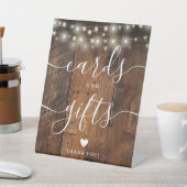 String Lights rustieke houten script Kaarten en ge Reclamebord Met Voetstuk (Insitu)
