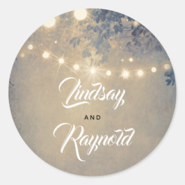 String Lights rustieke land bruiloft Ronde Sticker