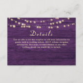 String Lights Rustieke Paarse bruiloft Details Informatiekaartje (Voorkant)