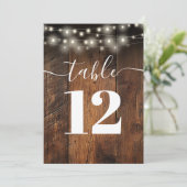 String Lights Rustieke Schuur Hout Boho Tafelnumme Kaart (Staand voorkant)