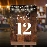 String Lights Rustieke Schuur Hout Boho Tafelnumme Kaart<br><div class="desc">Deze snaarlampen rustieke schuur hout boho tafel nummers zijn perfect voor alle feesten. Ontworpen door Thisnotme©</div>