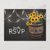 String Lights rustieke wijngaard zonnebloem RSVP Uitnodiging Briefkaart (Voorkant)