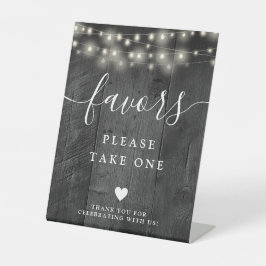 String Lights Rustieke Zwarte Schuur Hout Favoriet Reclamebord Met Voetstuk