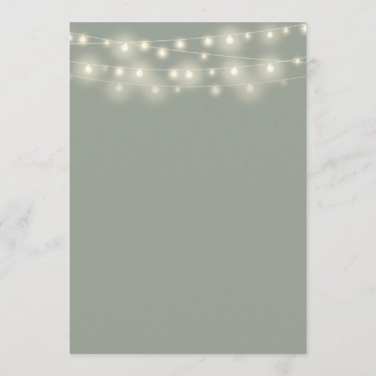 String Lights Sage Groene Bloemen Bruiloft Menu (Achterkant)