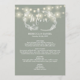 String Lights Sage Groene Bloemen Bruiloft Menu