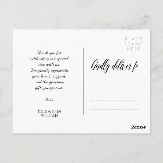 String Lights Script Trouwfoto Dank u Briefkaart (Achterkant)