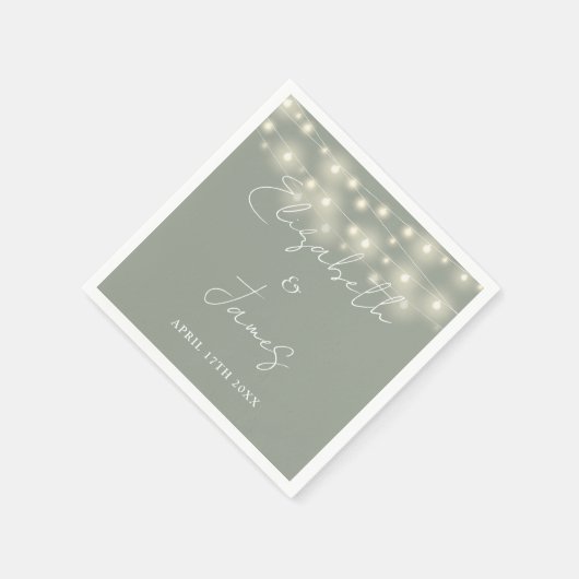 String Lights Script Zwart-wit bruiloft Servet (Hoek)