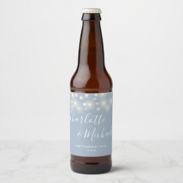 String Lights Signature Script Dusty Blue Wedding Bier Etiket