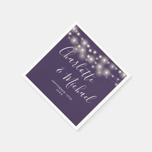 String Lights Signature Script Paarse bruiloft Servet (Hoek)