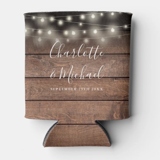 String Lights Signature Script Rustieke Houten Bru Blikjeskoeler (Voorkant)