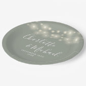 String Lights Signature Script Sage Green Wedding Papieren Bordje (Gekanteld)