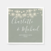 String Lights Signature Script Sage Green Wedding Servet (Voorkant)
