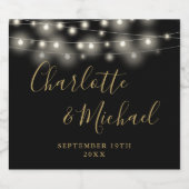 String Lights Signature Script Zwart Goud Bruiloft Bier Etiket (Enkel label)